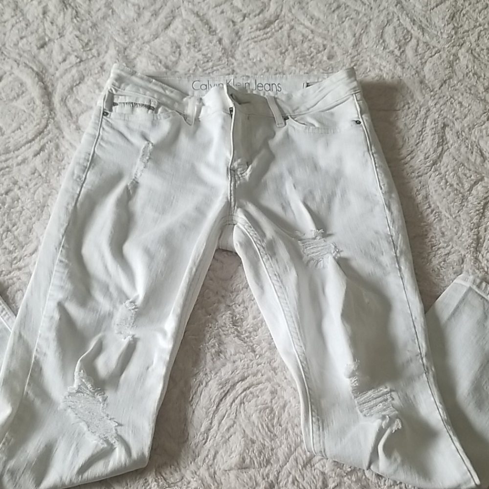 White Distressed Calvin Klein Jeans